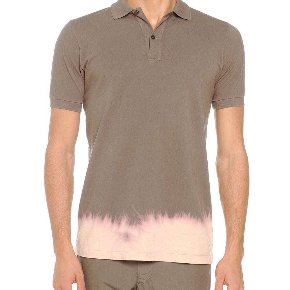 TOMAS MAIER Bleached Cotton-piqué Polo Shirt In Mushroom